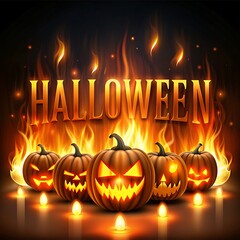 Happy helloween text on doodle element hallowen pattern seamless background