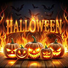 Happy helloween text on doodle element hallowen pattern seamless background