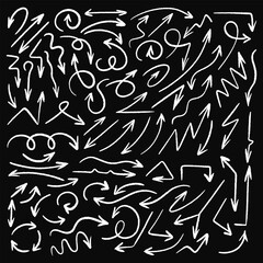 Hand drawn arrow vector icons set. Sketch arrow design for business plan and education