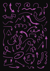 Hand drawn arrow vector icons set. Sketch arrow design for business plan and education