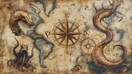 Fototapeta premium Vintage Map Exploration