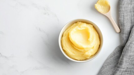 Baby puree in a bowl with a small toy, ample room for branding