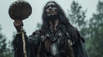 Ancient Religious Rite Of The Shaman. Illustration On The Theme Of Mysticism And Religion, Lifestyle And Mythology. Generative AI