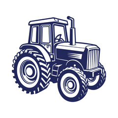 Farm tractor silhouette Vector design illustration template