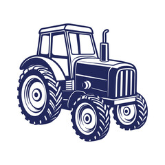 Farm tractor silhouette Vector design illustration template