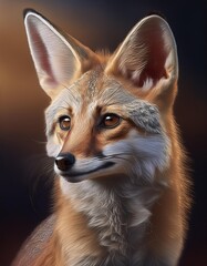 Fototapeta premium Desert fox on a dark background 