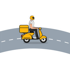 Food Delivery Service Concept. Food Bag on Motorcycle or Scooter. Vector Illustration