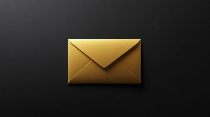 Gold Envelope on Black Background: A sophisticated design showcasing a gold envelope against a black flat background. This striking contrast highlights the envelope's luxurious appeal and is ideal 