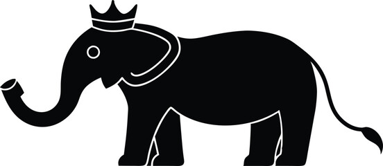 King of Black Elephant Silhouette
