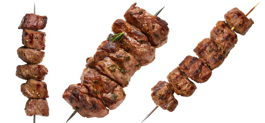 Grilled Meat Skewers on Transparent Background