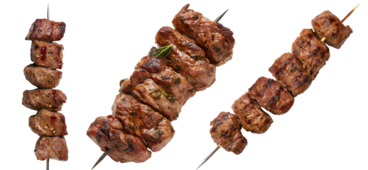 Grilled Meat Skewers on Transparent Background