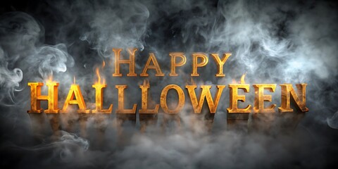 Happy helloween text on doodle element hallowen pattern seamless background