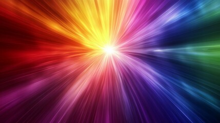 Obraz premium Abstract Rainbow Light Burst Radiating Outward