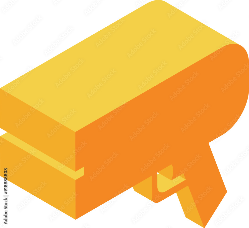 Poster yellow security camera recording in isometric view on white background