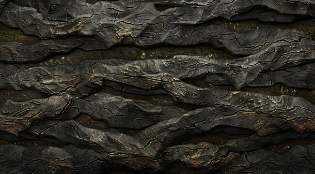 A depiction of tree bark presents a scattered composition in gray and bronze.