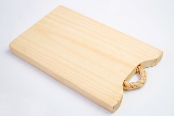 Wooden cutting board isolated on white background