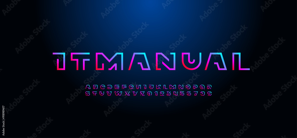 Poster modern font alphabet from segment line