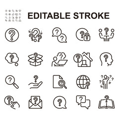 Question mark icon set. Vector illustration in modern thin line style.