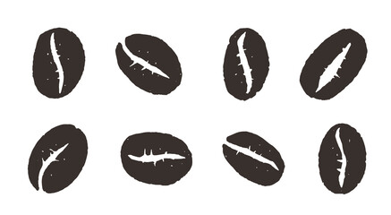 Set of Coffee Beans for Coffee Shop, Coffee Pattern, Coffee Logo, or Coffee Background, Isolated Coffee Beans on Withe Background SVG Vector