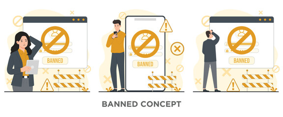 Banned blocked user account concept illustration 
