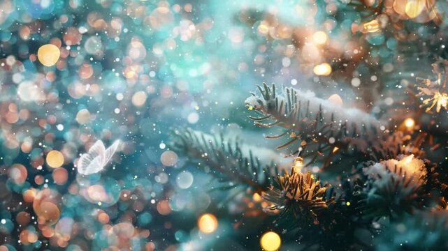 christmas winter tree background seamless looping overlay 4k virtual video animation background