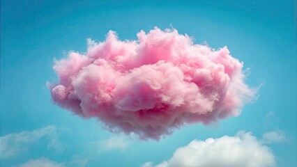 Fototapeta premium Pink fluffy cloud floating in the sky , pink, cloud, sky, fluffy, cotton candy, dreamy, surreal, peaceful, aerial, nature, beauty