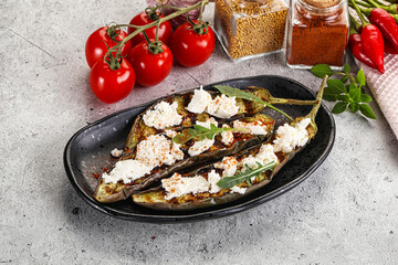Grilled eggplant with feta cheese