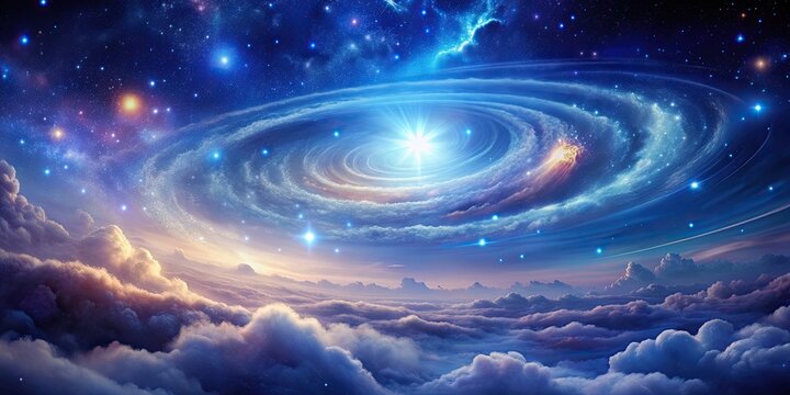 Ethereal celestial background with swirling galaxy clouds and twinkling stars, space, universe, celestial, galaxy, stars
