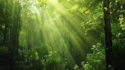 Fototapeta premium Sunlight Through Lush Forest Canopy