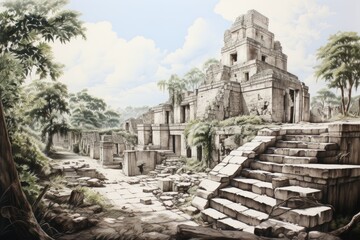 Fototapeta premium Exploring the Mayan ruins of Tikal, Guatemala.