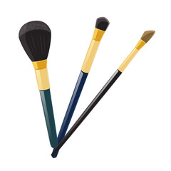 Cosmetic makeup brushes isolated on white background