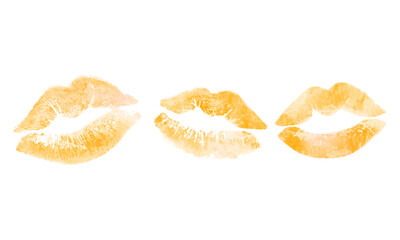 Lipstick kisses collection, watercolors painted lips on a white