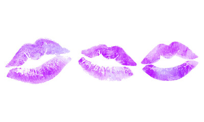 Lipstick kisses collection, watercolors painted lips