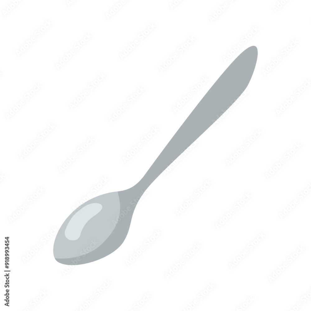 Wall mural tea spoon silver tool for eating on white background