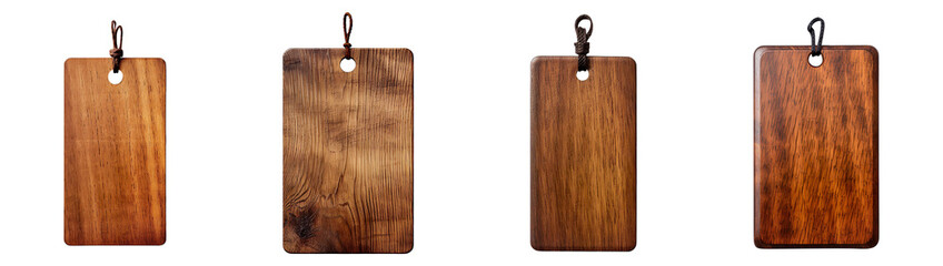 Fototapeta premium Collection set of wooden tags isolated on transparent background