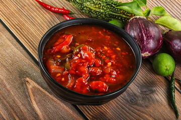 Asian cuisine - prawn in hot garlic sauce