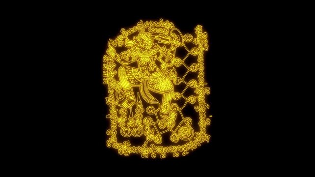 Neon light Sacred character talisman animation. Animation collection concept with light saber and glow effects.