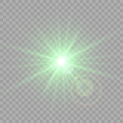 Glowing light explodes on a transparent background. Sparkling magical dust particles. Bright Star. Transparent shining sun, bright flash. Vector sparkles.