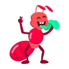 Crazy ant with tongue out, flat sticker 

