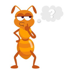 A flat style mascot of ant thinking 

