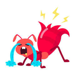Ant sobbing sticker in flat style 

