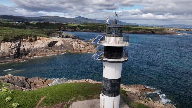 Faro de Isla Pancha en Ribadeo Asturias a vista de drone