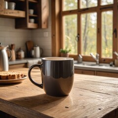 Fototapeta premium Cozy Kitchen Vibes Ceramic Coffee Mug on Wooden Table