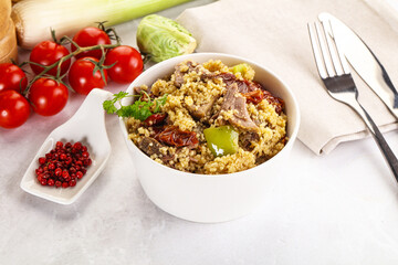 Bulgur with lamb and vegetables