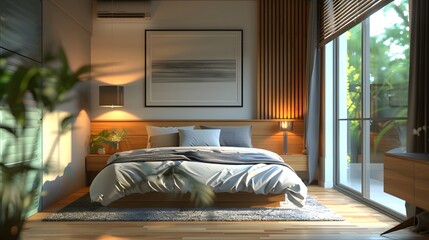 Modern Bedroom with Wooden Accents