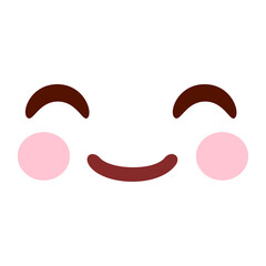 Hand drawn kawaii face illustration isolated on a white background