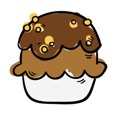 Hand drawn sweet ice cream illustration on a white