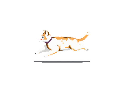 pixel art cat on transparent isolated background icon illustration design graphic flat style