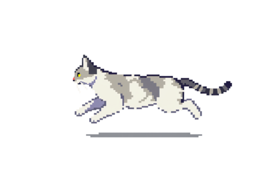 pixel art cat on transparent isolated background icon illustration design graphic flat style