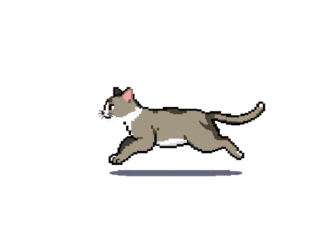 pixel art cat on transparent isolated background icon illustration design graphic flat style
